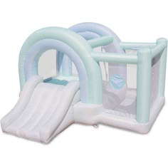 an inflatable water slide and pool set