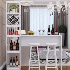 Mini Bar Table Ideas, Mini Bar Cabinet Ideas, Bar Table With Wine Rack, Table Bar Kitchen, Cabinet Table Design, Home Mini Bar Designs, Bar Table Ideas For Home, Kitchen Design With Bar Counter, Bar Table In Kitchen