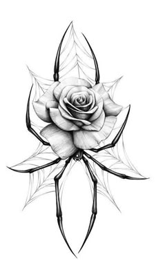 a black and white drawing of a rose