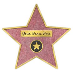 a star with a name on it that says your name here in gold and pink glitter