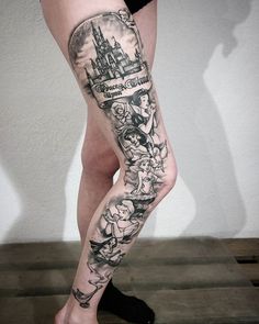 a person with tattoos on their legs and leggings is shown in an instagramture