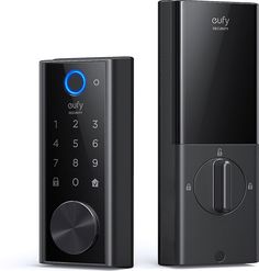 an electronic door lock is shown with the keypad on it's front and side