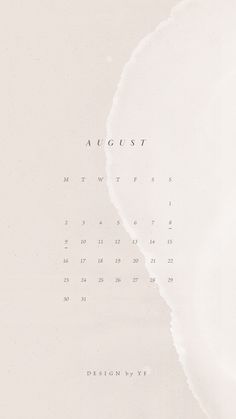 a calendar with the word august written in black and white on it's side