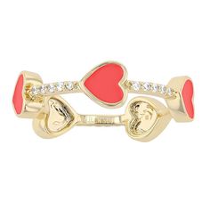 You will love the charming design of this cubic zirconia pink enamel heart stacking ring. Click on this JEWELRY & WATCHES GUIDE to learn about fit, styles, materials and more! You will love the charming design of this cubic zirconia pink enamel heart stacking ring. Click on this JEWELRY & WATCHES GUIDE to learn about fit, styles, materials and more! FEATURES Width: 6 mm Shank style: stackable Band fit: comfort fit Metal: brass Plating: 14k gold Finish: polished Packaging: velvety pouchSTONE DETA Stackable Bands, Pink Enamel, Pink Ring, Stacking Ring, Stacking Rings, Womens Jewelry Rings, Rings Statement, Gold Finish, Fashion Rings