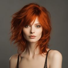 Red Shag Haircut, Wolf Cut For Long Hair, Red Hair Bob, Short Hair Fashion Outfits, Shaggy Wolf Cut, Haircut Ideas For Long Hair, Shag Layered Hairstyles, Shag Haircut Ideas, Medium Shaggy Hairstyles