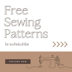 a sewing machine with the text free sewing patterns by technical flat on top of it