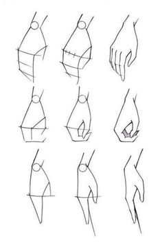 how to draw hands with different angles and positions for each hand, from one point to the