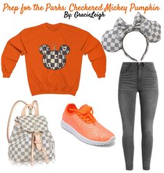 Prep for the Parks: Checkered Mickey Pumpkin outfit ideas | Prep for the Parks: Checkered Mickey Pumpkin Disney Trip Outfits, Disney Merch, Pumpkin Outfit, Mickey Pumpkin, Shoplook Outfits, Trip Outfits, Disney Trip, Outfit Maker, Outfit Shoplook