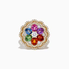 Effy Watercolors 14K Yellow Gold Multi Sapphire and Diamond Ring Multi Sapphire, Sapphire And Diamond Ring, Effy Jewelry, Funky Fashion, Mix Color, Color Stone, Multi Stone, Gold Yellow, Beautiful Things