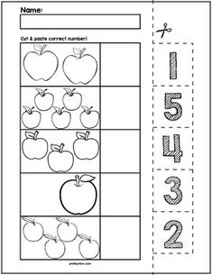 an apple themed worksheet with numbers and apples