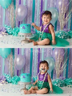 Girls First Birthday Theme Ideas, Combined Birthday Parties, Boys First Birthday Cake, Mermaid Birthday Decorations, Mermaid Theme Birthday Party, Disney Frozen Birthday, 1st Birthday Cake Smash, Birthday Party Decorations Diy