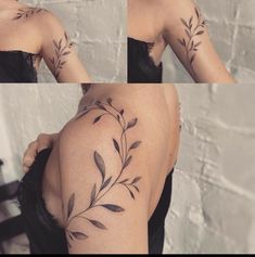 the back of a woman's shoulder with leaves on it