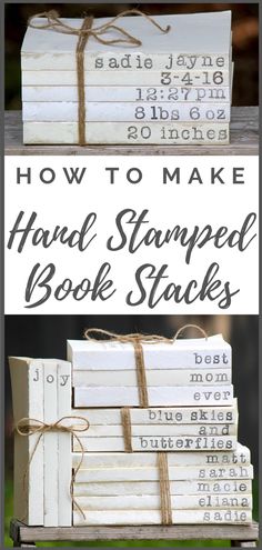 how to make hand stamped book stacks