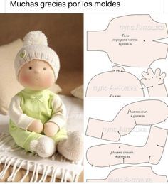 an image of a doll sitting on top of a blanket with instructions to make it