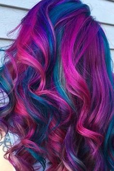 Purple And Blue Hair, Galaxy Hair Color, Mermaid Hair Color, Vivid Hair Color, Rainbow Hair Color, Bright Hair Colors, Beautiful Hair Color