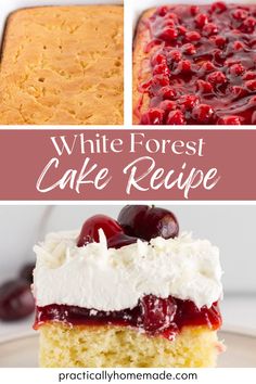 white forest cake recipe with cherries and whipped cream