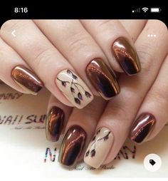 November Nail Designs, Brown Nail Art, Fancy Nail Art, Nails Brown, Fingernail Designs, Fall Gel Nails, Fall Nail Art Designs, Fancy Nails Designs