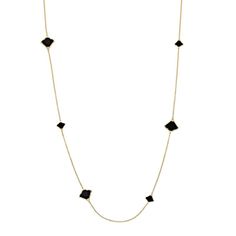 Polish off your formal style with this sterling silver black onyx necklace. Polish off your formal style with this sterling silver black onyx necklace. Metal: sterling silver Chain length: 32 in. with 1-in. extender Plating: 14k gold flash plated Packaging: boxed Finish: polished Chain type: cableSTONE DETAILS Stone type: cubic zirconia,Stone type: onyx Total weight: 1 ct. Center stone weight: 1 ct. Center stone size: 14 mm x 14 mm Setting: prong Size: 18". Gender: female. Age Group: adult. Black Onyx Necklace, Onyx Necklace, Formal Style, Sterling Silver Chain, Black Onyx, Chain Length, Sterling Silver Chains, Tassel Necklace, Chains Necklace