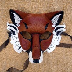 Japanese Red Fox Mask... Inari Kitsune Leather Mask Handmade.Masquerade Costume Halloween Mardi Gras Burning Man Never Used. Sells For $185 Plus Shipping On Etsy. Inari Kitsune, Japanese Fox Mask, Japanese Fox, Mascaras Halloween, Kitsune Mask, Kitsune Fox, Animal Mask, Japanese Mask, Fox Mask