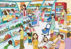 an image of people shopping in a grocery store