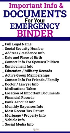 Organizing paperwork at home checklist-important documents checklist for in case of emergency binder planner or file organization system of what papers to keep. Documents and paper organization for emergency preparedness, end of life planning notebook, what to do in case of death binder, funeral planning info for family. Binder Printables Free, Emergency Prepardness