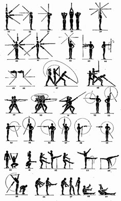 the silhouettes of people doing different exercises