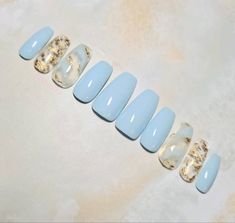 Wedding Nails Gold, Nails Gold Flakes, Neutral Wedding Nails, Sky Blue Nails, Fake Nails Long, Nails Gold, Nail Photos, Coffin Nails Long, Neutral Wedding