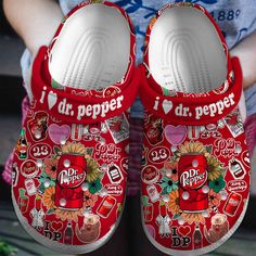 Soft & Lightweight Clogs Love Dr Pepper Red Slippers, Shop Now! Dr Pepper Crocs, Dr Pepper Birthday, Doctor Pepper, Seashell Cookies, Cool Crocs, Crochet Ocean, Red Crocs, Free Mail Order Catalogs