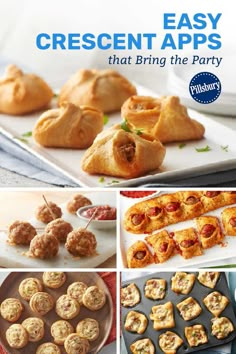 the cover of easy crescent appetizers that bring the party