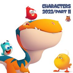 an image of the characters from monsters in cartoon form with caption that reads, characters 2012 - part ii