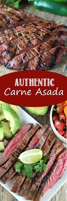 the cover of authentic carne asada with steak, avocado and peppers