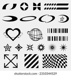 a set of different shapes and sizes of barcodes