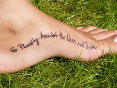 a woman's foot with the words go pretty and be like and there is no one on it