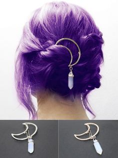 Moon Crystal Clip Crystal Hair Accessories, Crystal Moon, Moon Crystal, Crystal Hair, Cool Hair Color, Fantasy Jewelry, Purple Hair, Cute Jewelry, Hair Jewelry