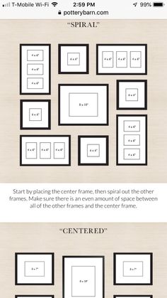 an info sheet showing the different types of frames and their corresponding numbers, sizes, and colors