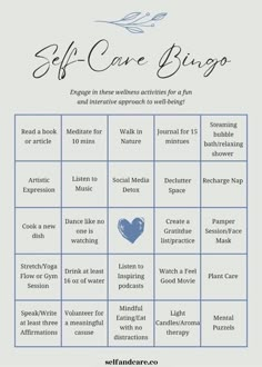 Introducing the ultimate self-care companion: Self Care Bingo! Elevate your self-care routine with a twist of excitement and motivation. This isn't just any bingo game; it's your personal roadmap to well-being. Self Discovery Activities, Self Care Bingo, Free Printable Bingo Cards, Newborn Schedule, Practicing Self Love, Wellness Activities, Self Care Bullet Journal, Planner Pdf, Planner Templates