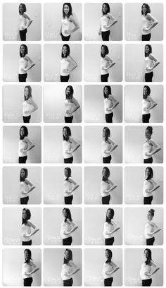 a series of photos showing the different poses of a woman