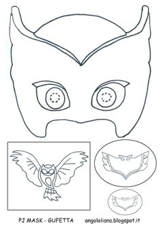 an owl mask is shown with instructions for how to make it and how to draw it