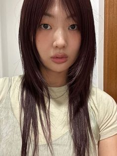 Korean red brown hair: layered long and sleek haircut Brown To Red Hair, Red Brown Hair Color Ideas, Asian Brown Hair, Red Brown Hair Color, Ash Brown Hair Color, Brown Hair Color Ideas, Autumn Hair, Hair 2022, Ash Brown Hair