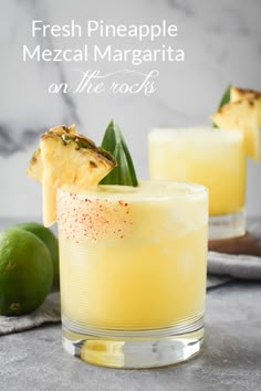 fresh pineapple mezcal margarita on the rocks