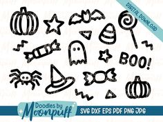 halloween doodles by mononif digital stamps and svt files for cutting machines