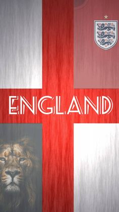 an england flag with lions on it and the words england in red, white and blue