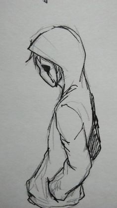 a drawing of a person wearing a hoodie