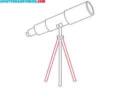 a telescope on top of a tripod with the words how to draw an object