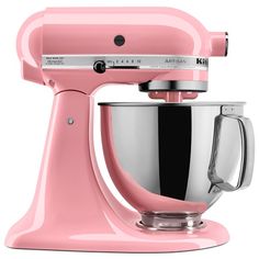 a pink kitchen mixer on a white background