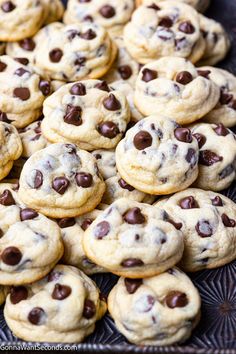 chocolate chip cookies piled on top of each other