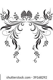 an ornate black and white design on a white background