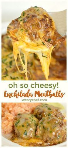 an image of cheesy enchilada meatballs with gravy