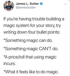 james l sutter tweets about the magic system