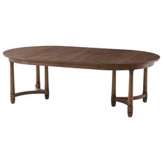 an oval wooden table with two legs